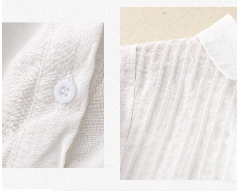 Retro Linen Button Blouse
