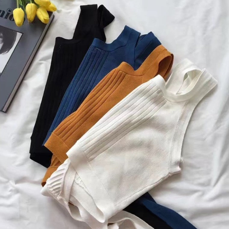 Chic Wrap-Style Knitted Camisole Top