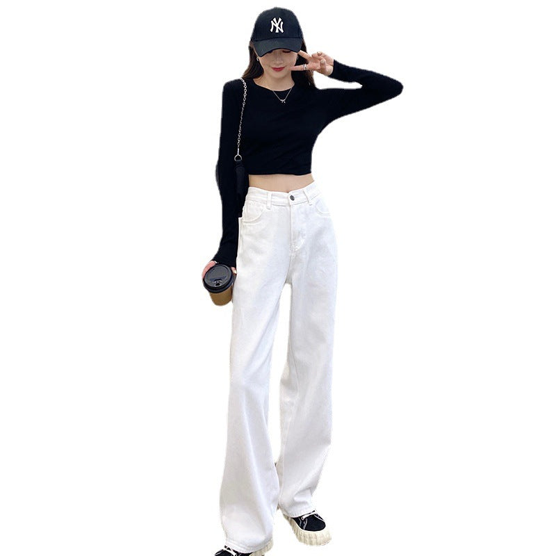 Premium Wide-Leg High-Waisted Denim Trousers