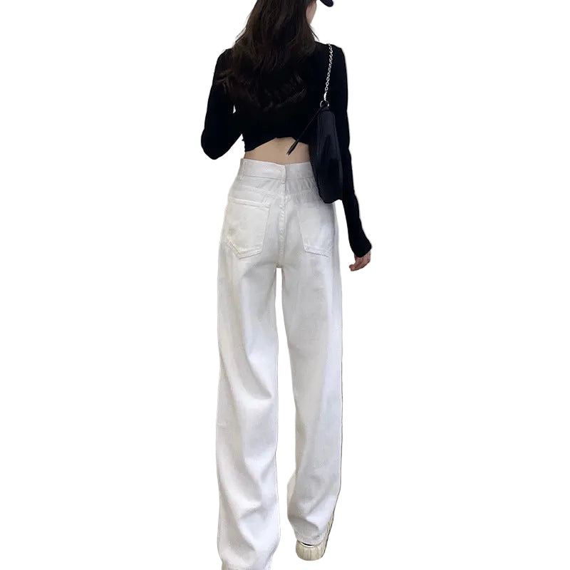 Premium Wide-Leg High-Waisted Denim Trousers