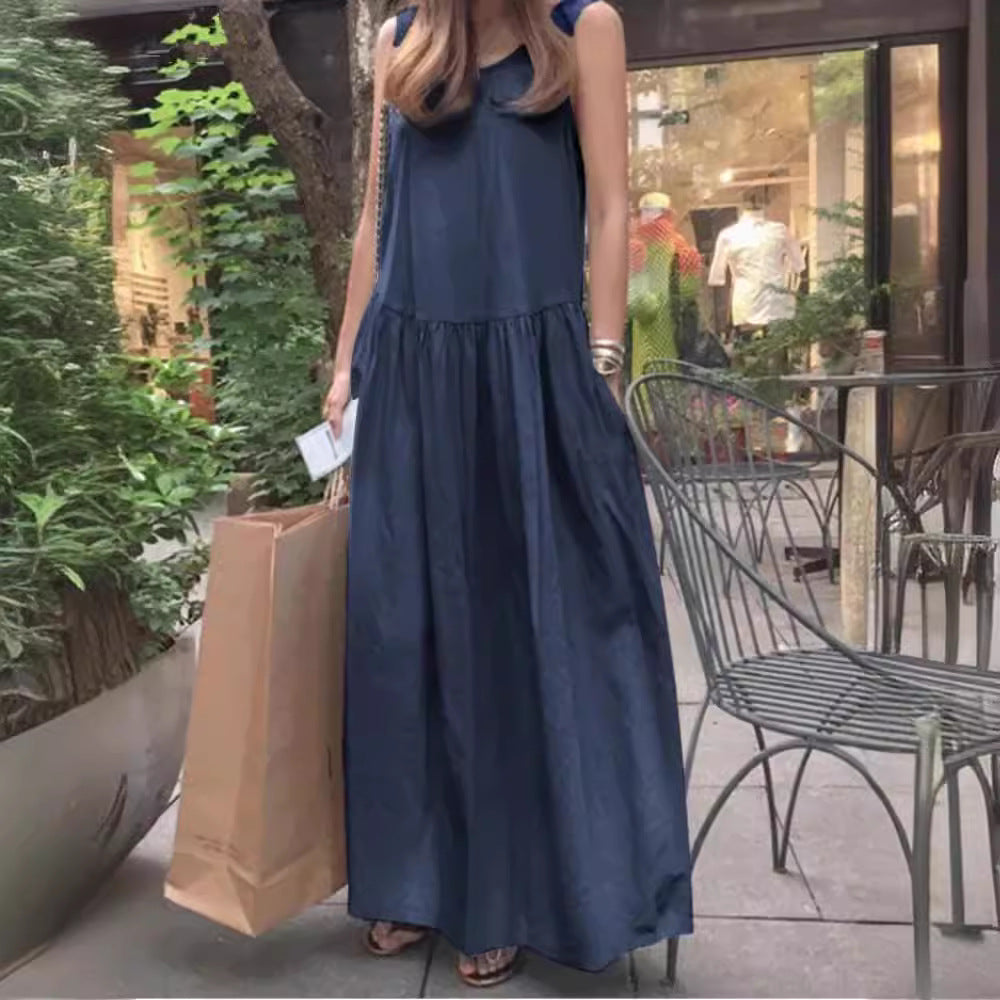 Elegant Cotton Sleeveless Maxi Dress