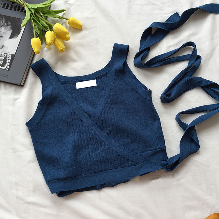 Chic Wrap-Style Knitted Camisole Top