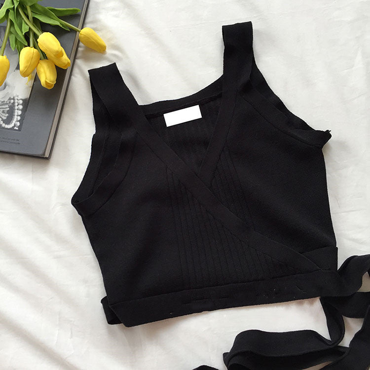 Chic Wrap-Style Knitted Camisole Top