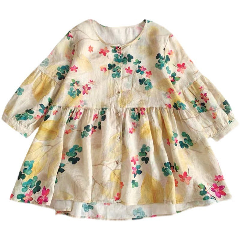 Vintage Floral Peplum Blouse – Korean Sweet Style Cotton Top