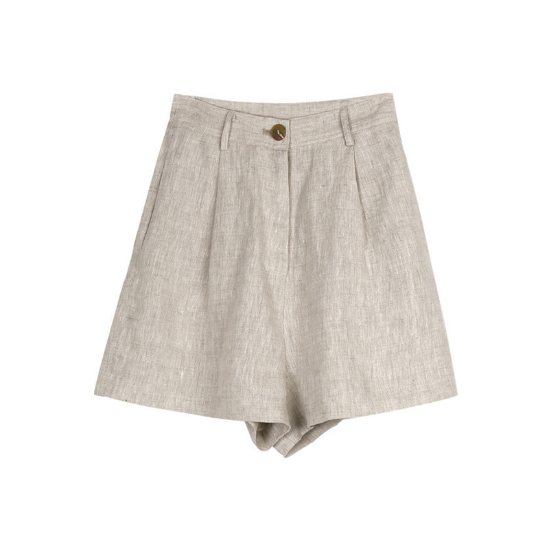 Breezy Linen Blend High-Waist Shorts