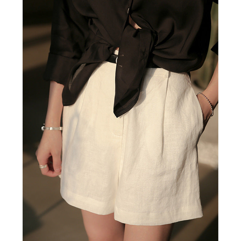 Breezy Linen Blend High-Waist Shorts