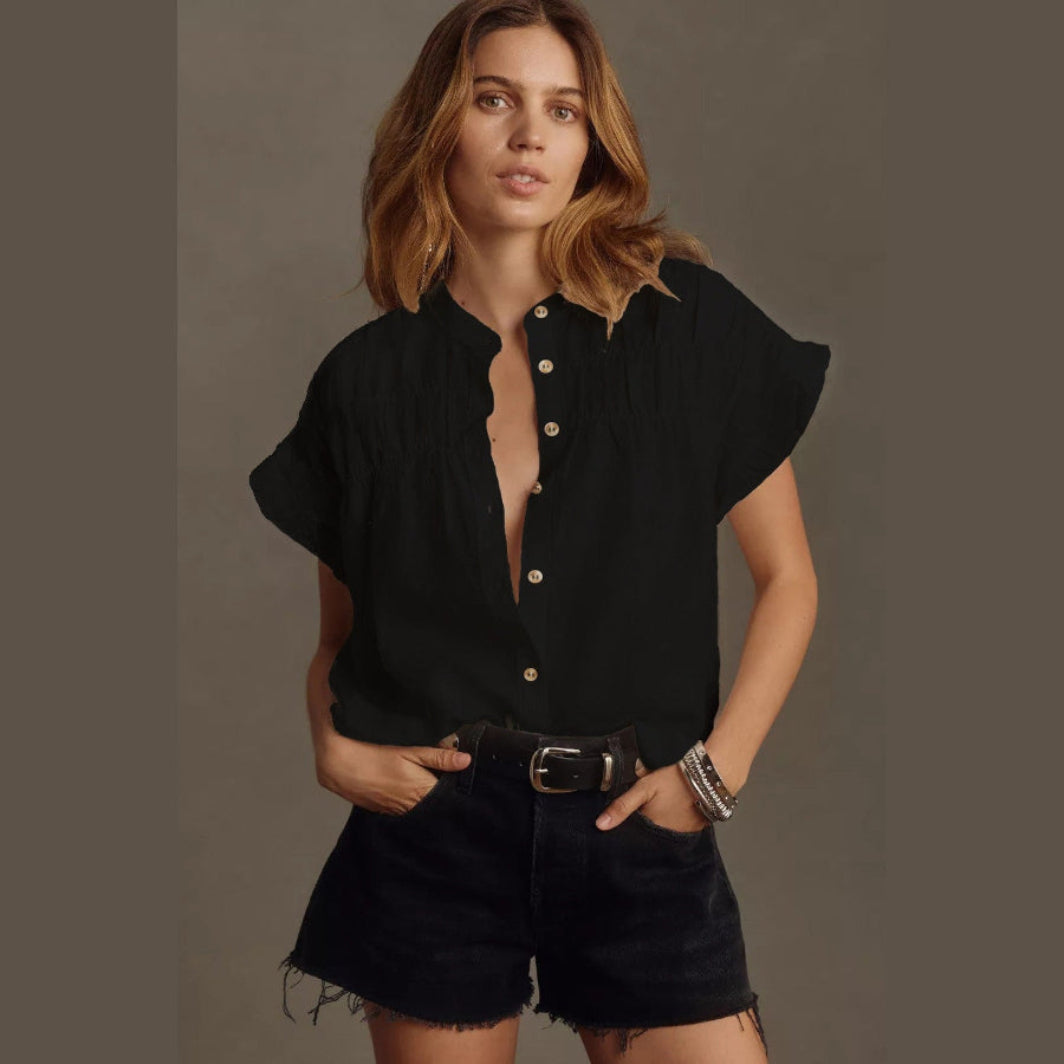 The Effortless Elegance Ruffled Cotton Blouse Top