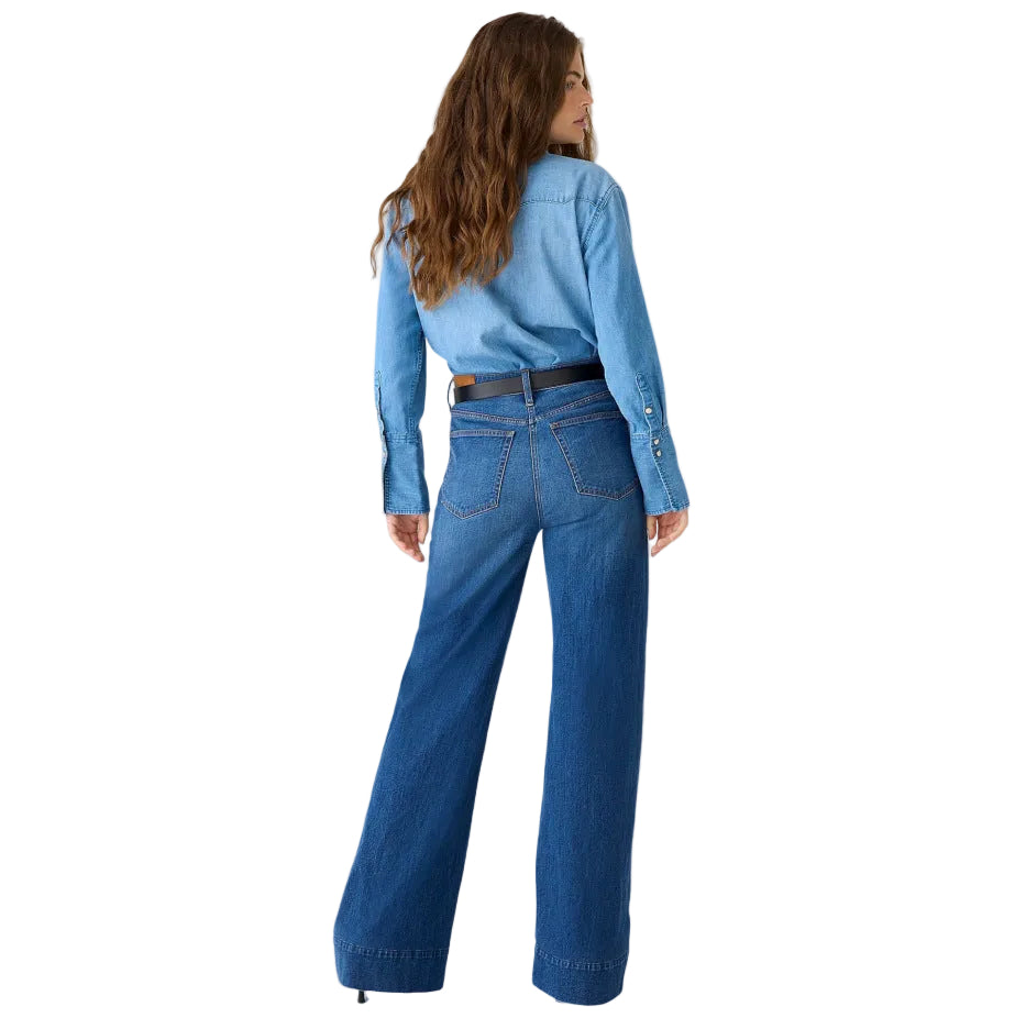 ElevateFit™ Wide-Leg Elastic Denim Trousers