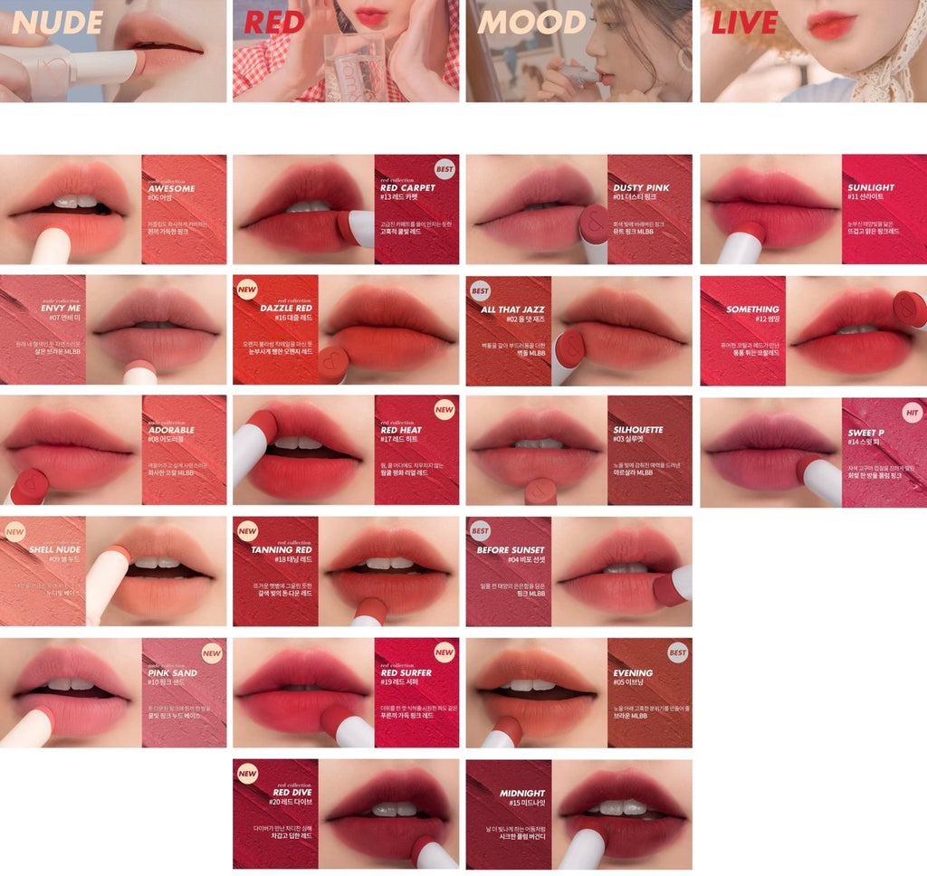 rom&nd ZERO MATTE LIPSTICK (20 Colors)