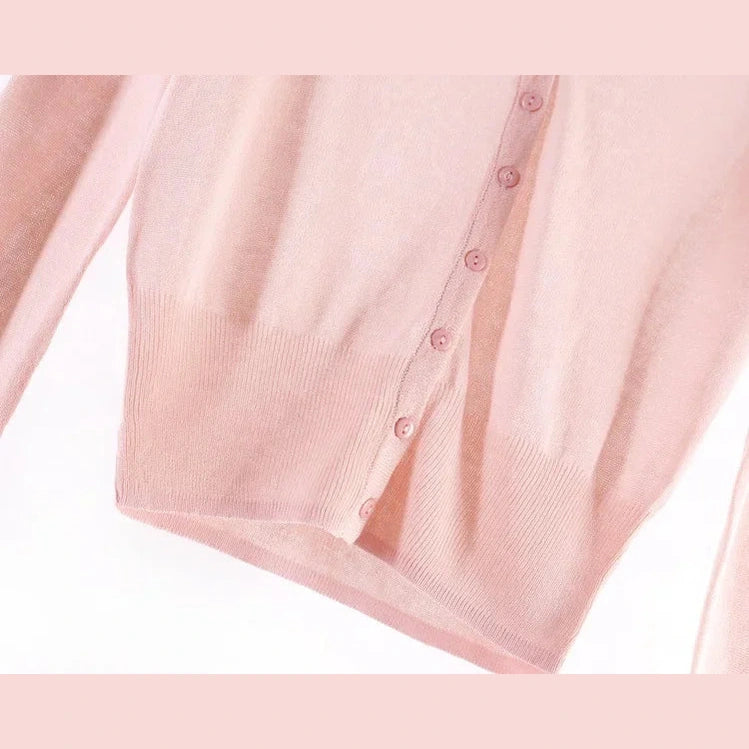 Ice-Silk Pastel UV Cardigan — Lightweight Summer Cooling Knit