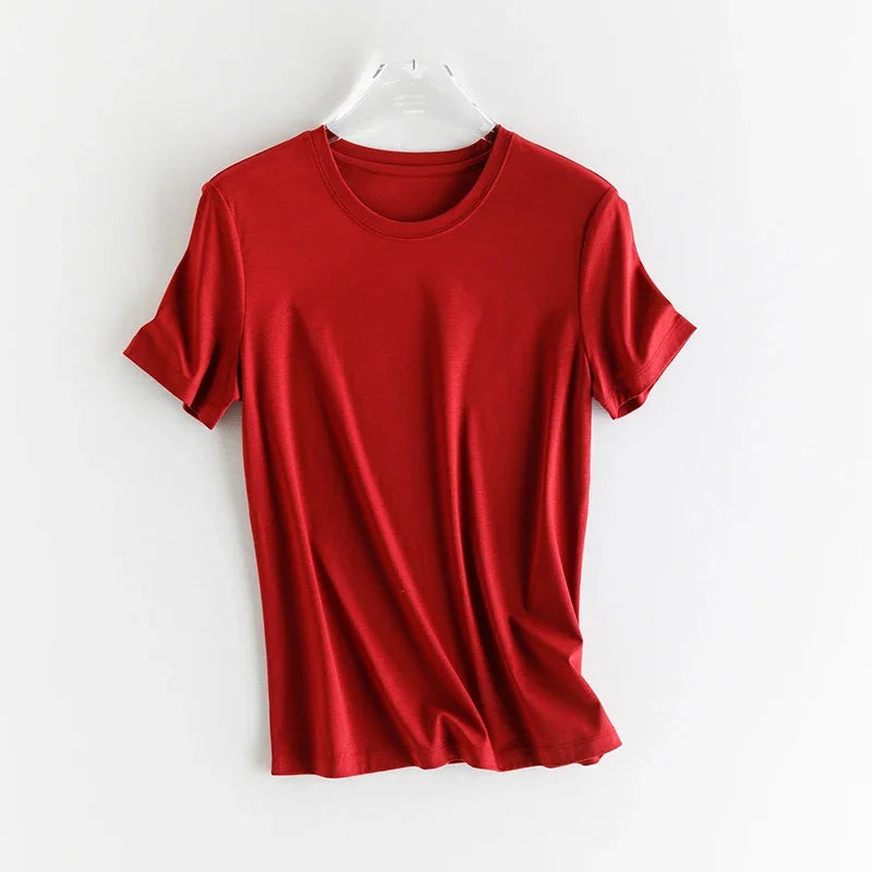 10% Mulberry Silk blend Cotton Tee — Cooling Summer Essential (UPF50+)