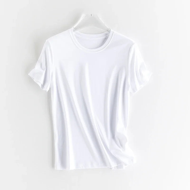 10% Mulberry Silk blend Cotton Tee — Cooling Summer Essential (UPF50+)