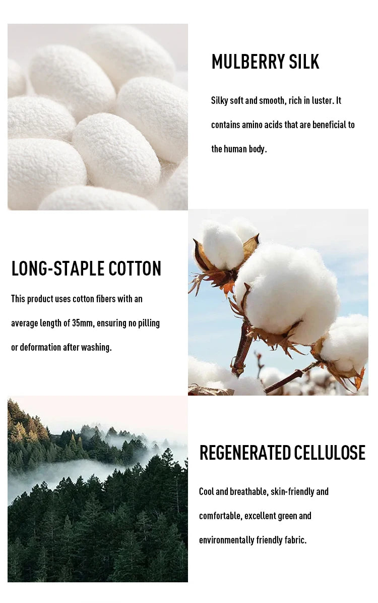 10% Mulberry Silk blend Cotton Tee — Cooling Summer Essential (UPF50+)