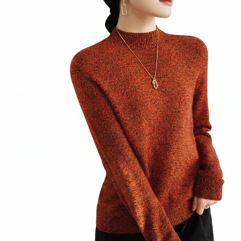 Pure Merino Cashmere Mock‑Neck Sweater
