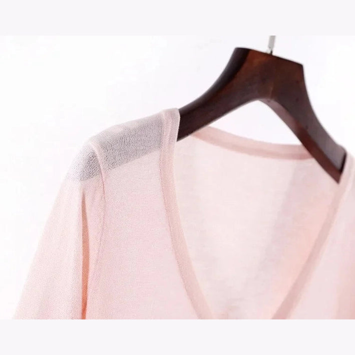 Ice-Silk Pastel UV Cardigan — Lightweight Summer Cooling Knit