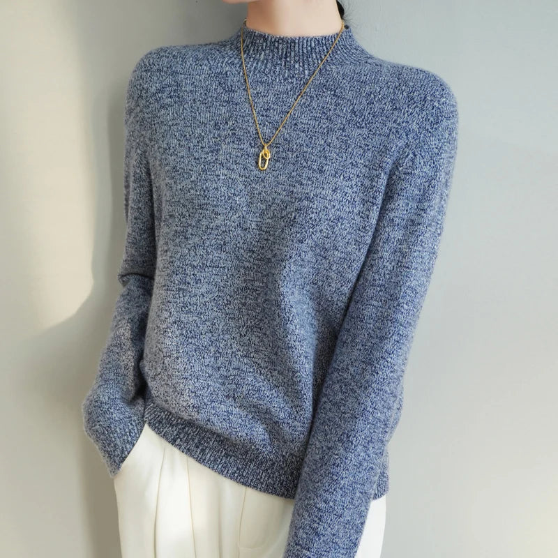 Pure Merino Cashmere Mock‑Neck Sweater