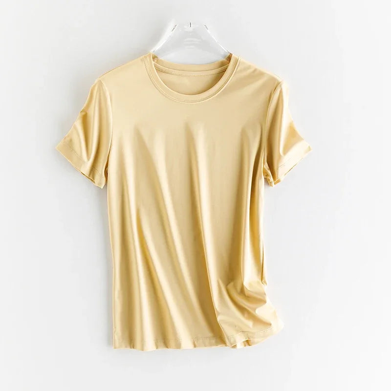 10% Mulberry Silk blend Cotton Tee — Cooling Summer Essential (UPF50+)