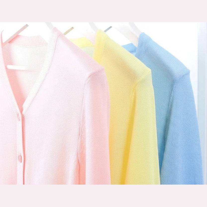 Ice-Silk Pastel UV Cardigan — Lightweight Summer Cooling Knit
