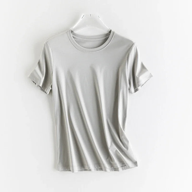 10% Mulberry Silk blend Cotton Tee — Cooling Summer Essential (UPF50+)