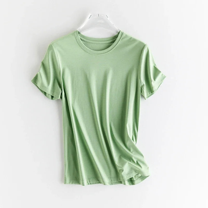 10% Mulberry Silk blend Cotton Tee — Cooling Summer Essential (UPF50+)