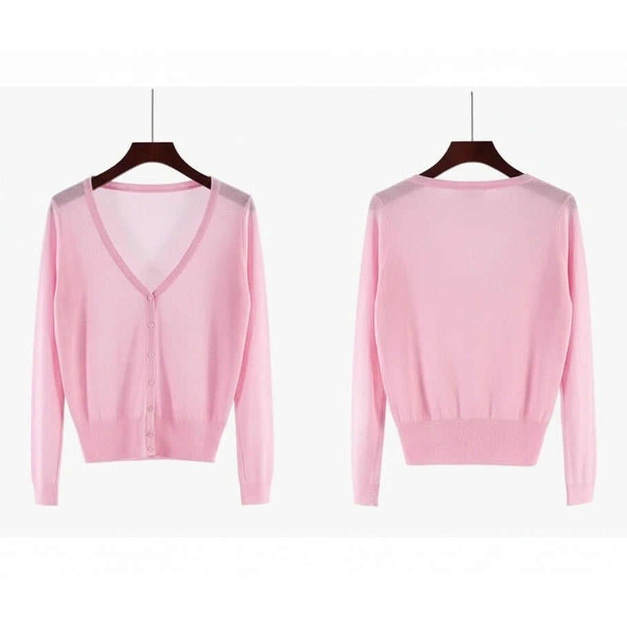 Ice-Silk Pastel UV Cardigan — Lightweight Summer Cooling Knit