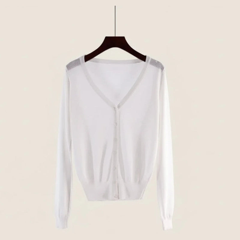 Ice-Silk Pastel UV Cardigan — Lightweight Summer Cooling Knit
