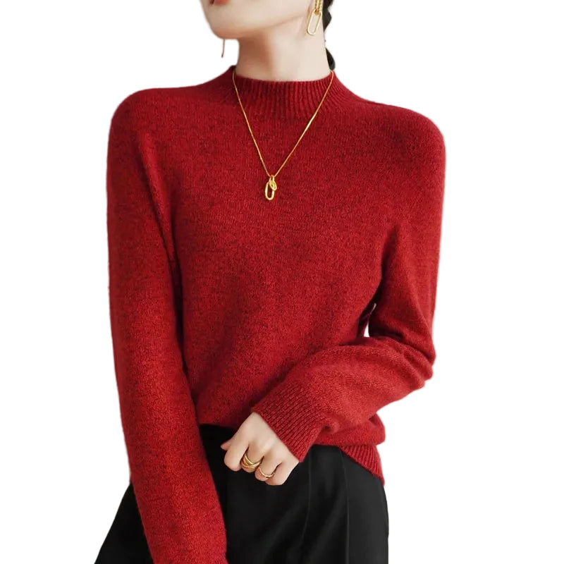 Pure Merino Cashmere Mock‑Neck Sweater