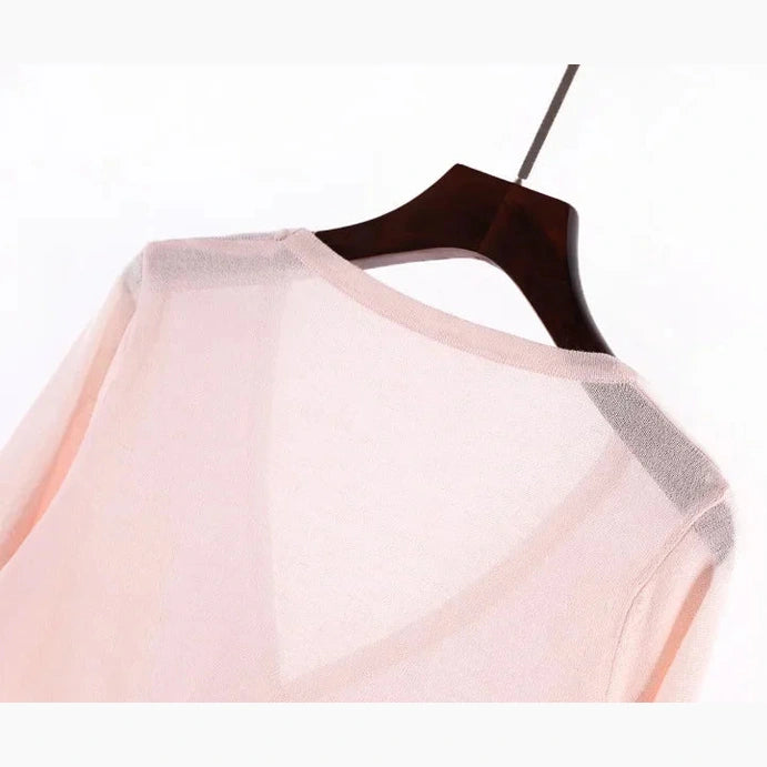 Ice-Silk Pastel UV Cardigan — Lightweight Summer Cooling Knit