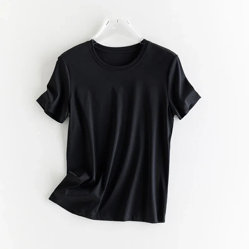 10% Mulberry Silk blend Cotton Tee — Cooling Summer Essential (UPF50+)