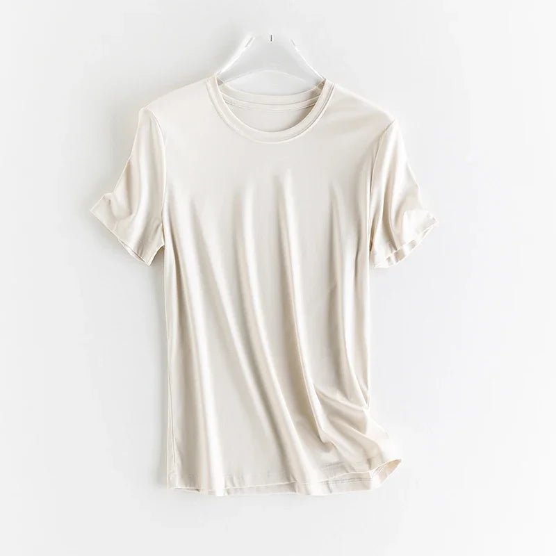 10% Mulberry Silk blend Cotton Tee — Cooling Summer Essential (UPF50+)