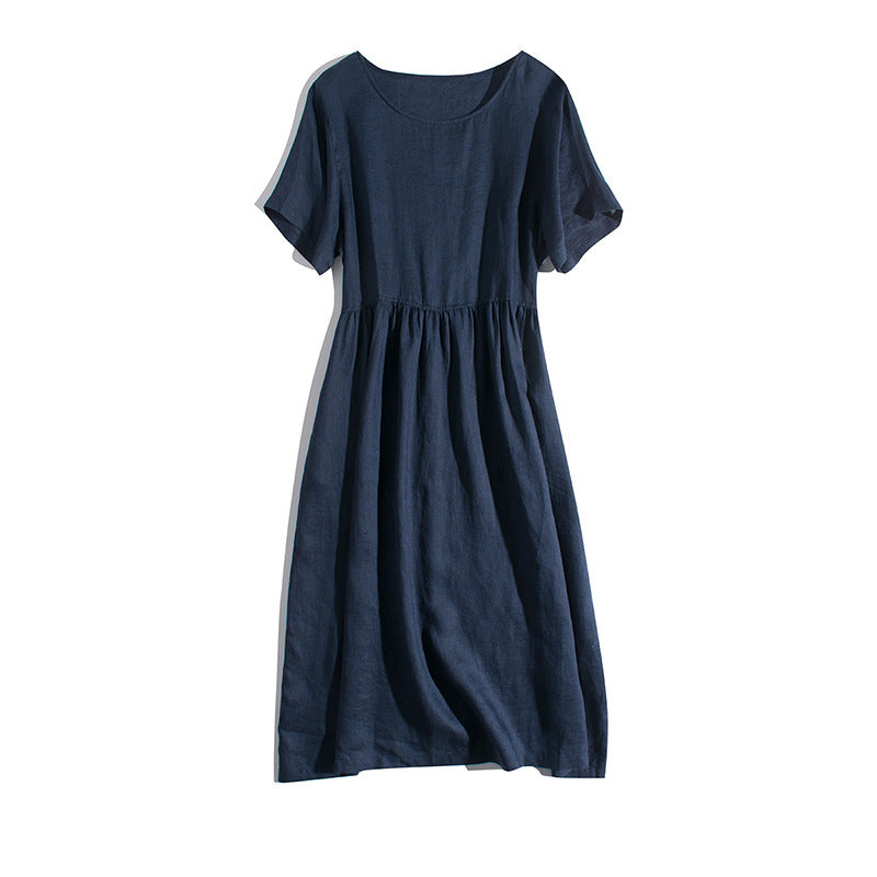 Minimalist Cotton-Linen Midi Dress