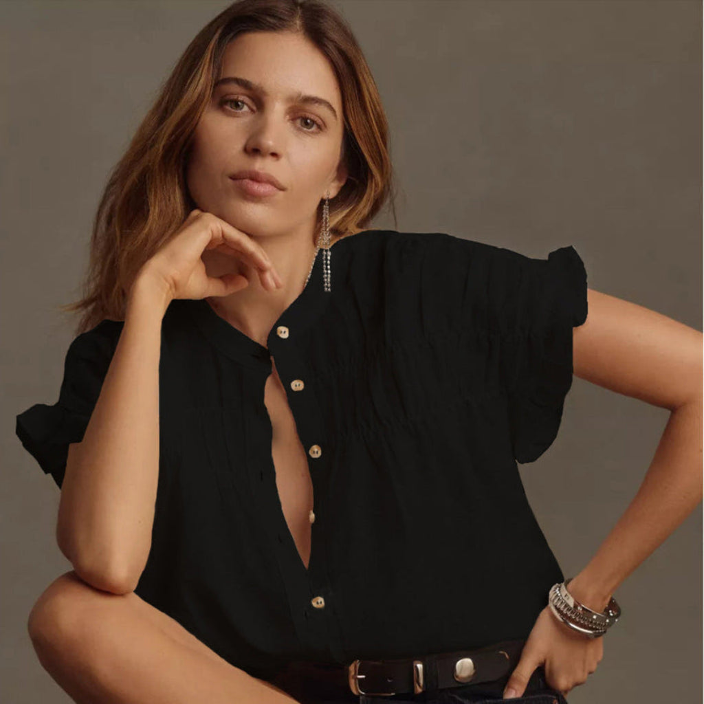 The Effortless Elegance Ruffled Cotton Blouse Top