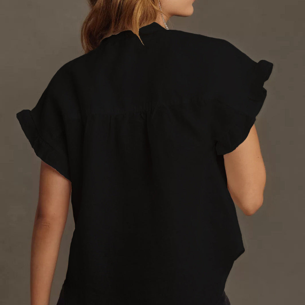 The Effortless Elegance Ruffled Cotton Blouse Top