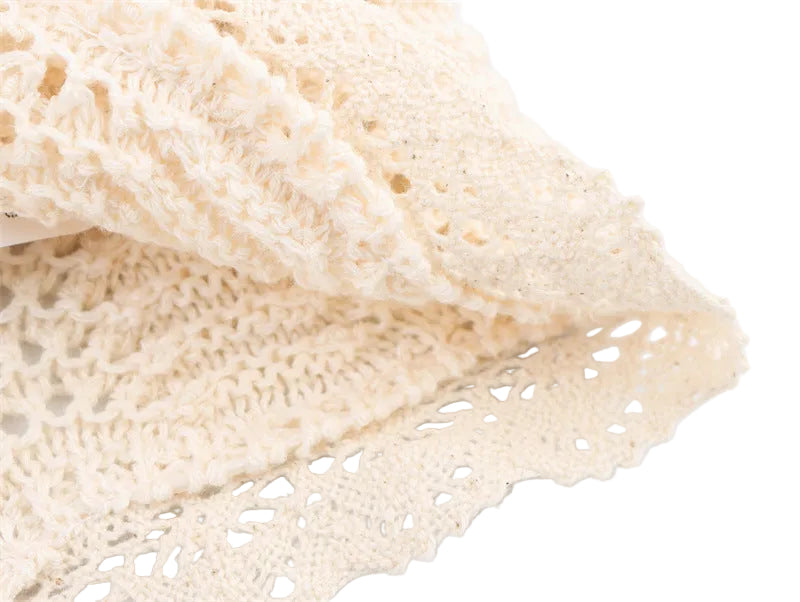 Boho Lace Knit Cami Top – Vintage Mesh Jacquard Elegance