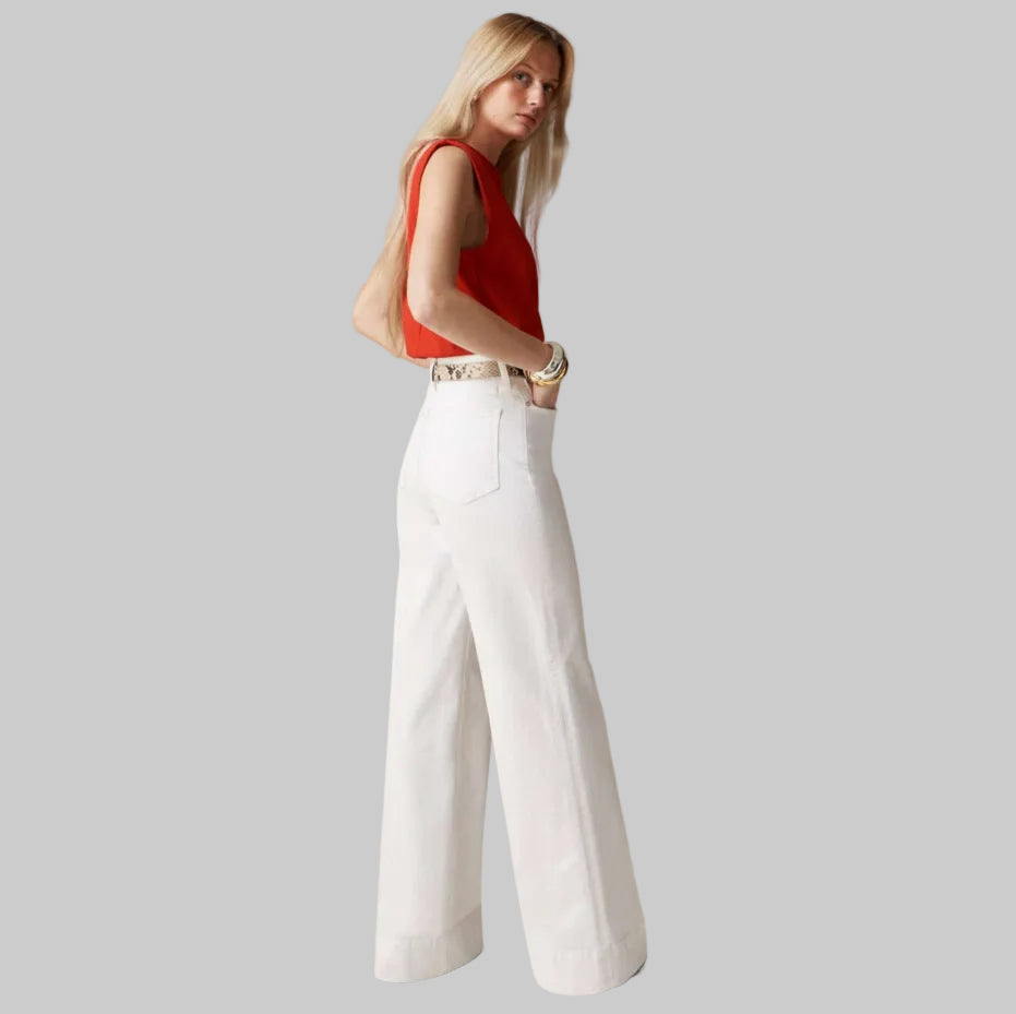 ElevateFit™ Wide-Leg Elastic Denim Trousers