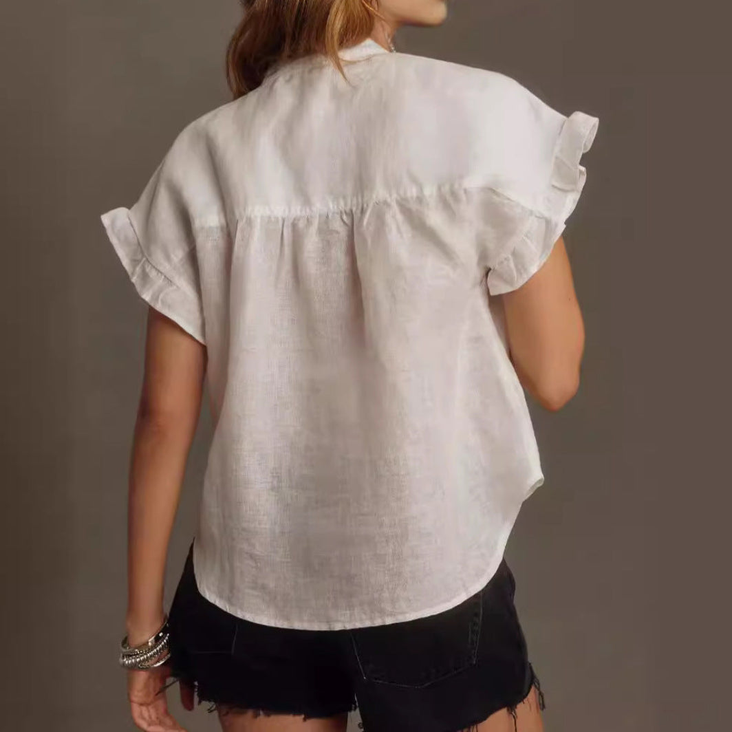 The Effortless Elegance Ruffled Cotton Blouse Top
