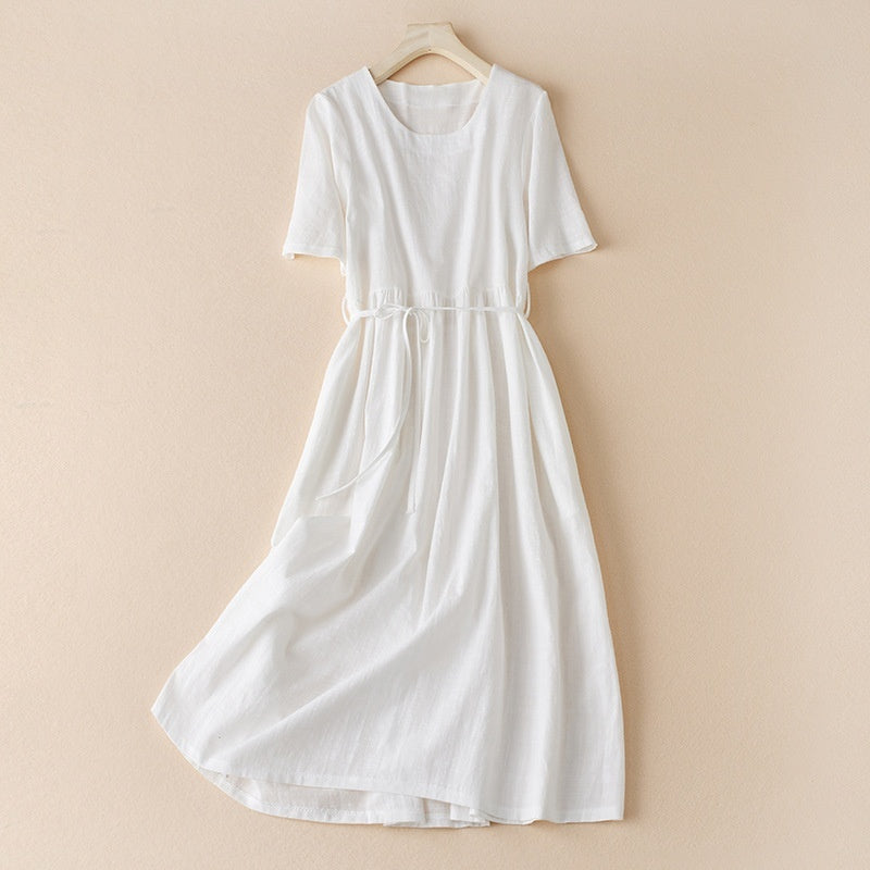 Soft Linen A-Line Midi Summer Dress