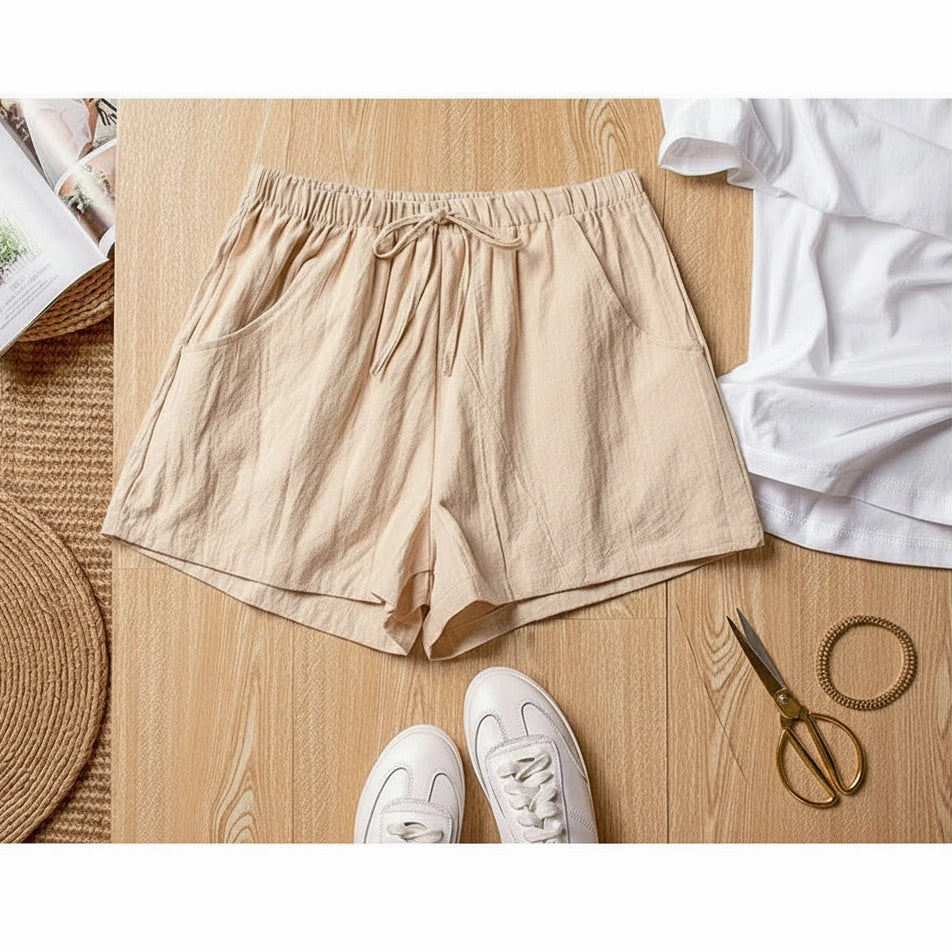 Casual Linen High-Waist Summer Shorts